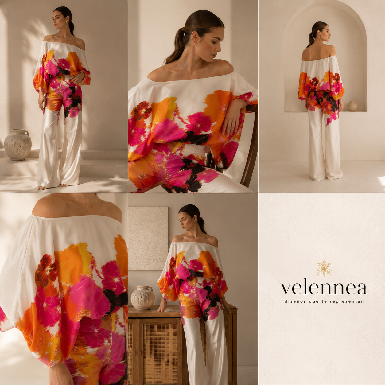 Conjunto Satinado Asimétrico con Pantalón Palazzo
