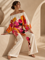 Conjunto Satinado Asimétrico con Pantalón Palazzo