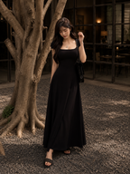 Vestido Largo Entallado Gris