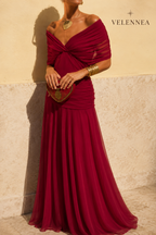 Vestido Largo de Fiesta con Escote en V